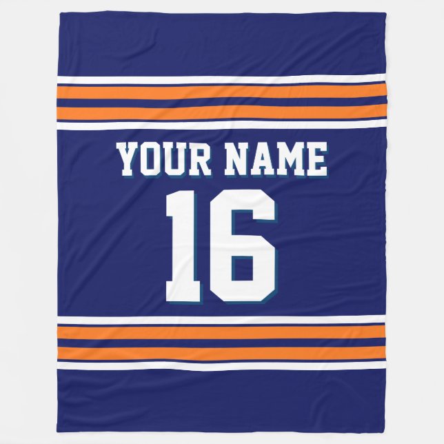 Orange White Sports Jersey Fleecefilt (Framsidan)