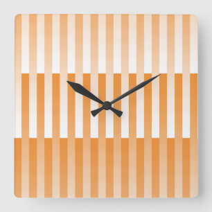 Orange White Stripe Mönster Fyrkantig Klocka