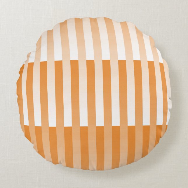 Orange White Stripe Mönster Rund Kudde (Framsidan)