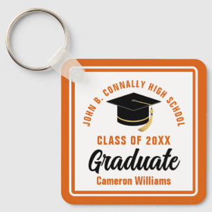 Orange White Student 2023 Personlig Studenten Nyckelring