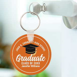Orange White Student Anpassningsbar 2023 Studenten Nyckelring