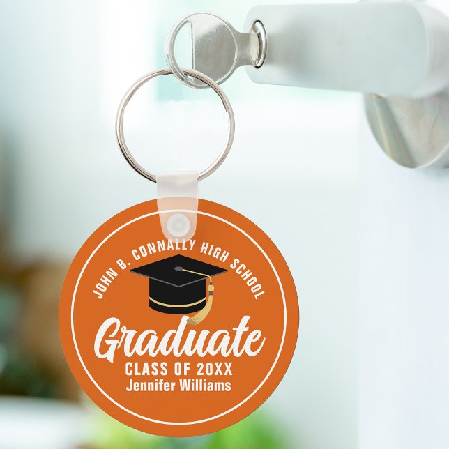 Orange White Student Anpassningsbar 2023 Studenten Nyckelring (Skapare uppladdad)