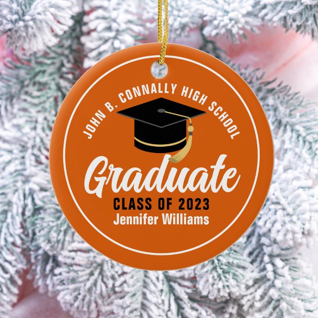Orange White Student Anpassningsbar 2025 Studenten Julgransprydnad Keramik (Skapare uppladdad)