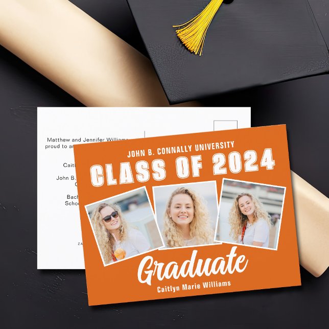 Orange White Student Photo Collage Studenten Meddelande Vykort (Skapare uppladdad)