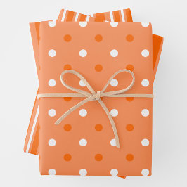 Orange & White Stylish & Fun Stripes & Polka Dots