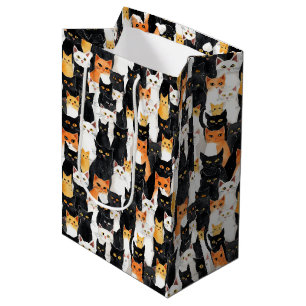 Orange White Svarta katter Halloween Medium Gift B