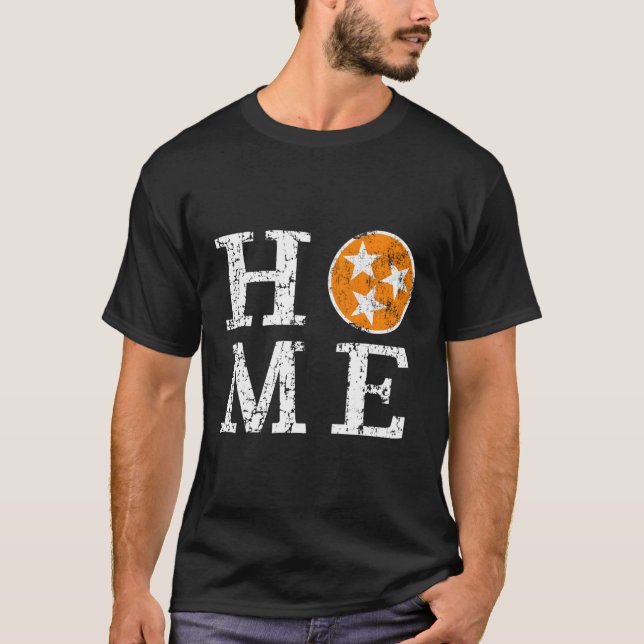 Orange White Tennessee Statlig flagga Distress Tn  T Shirt (Framsida)