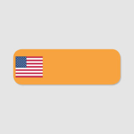Orange whiteboard-amerikansk flagg namnskylt namnbricka