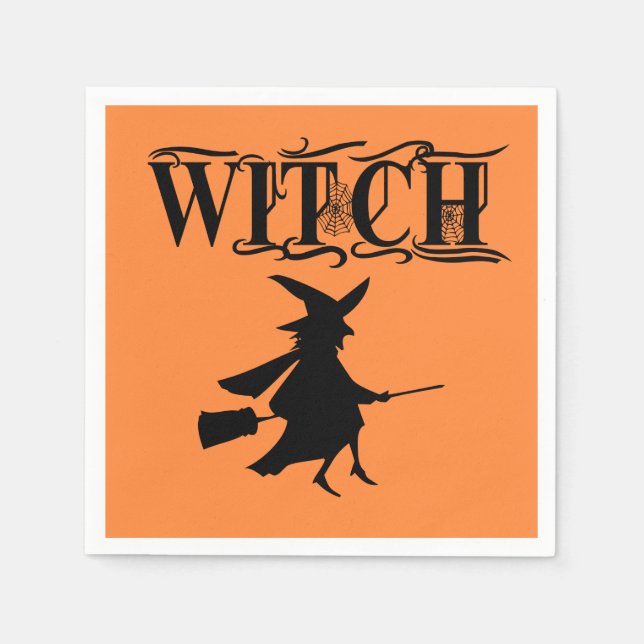 Orange Wicked Flies Witch Halloween Pappersservett (Framsidan)