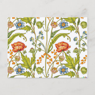 Orange Wildblommor Blue& White Flowers Ny adress Vykort