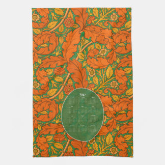 Orange William Morris Akantus & Ros Kalender Kökshandduk