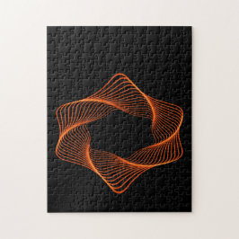 Orange Wire Frame Torus Object Pussel