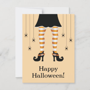 Orange Witch Ben och Spiders Happy halloween Vykort