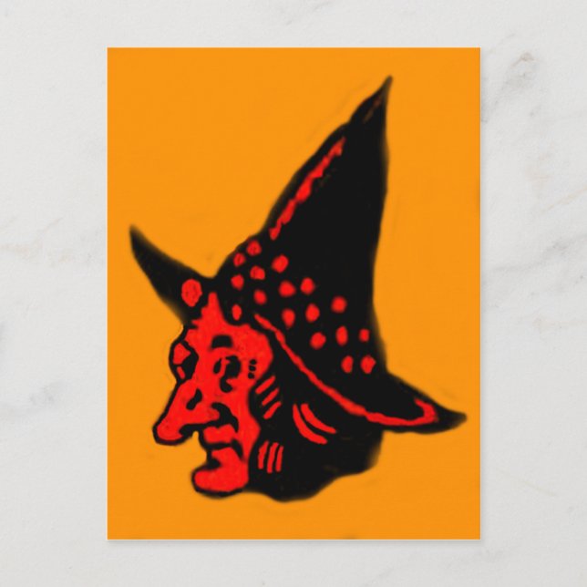 Orange Witch Halloween Vykort (Framsida)