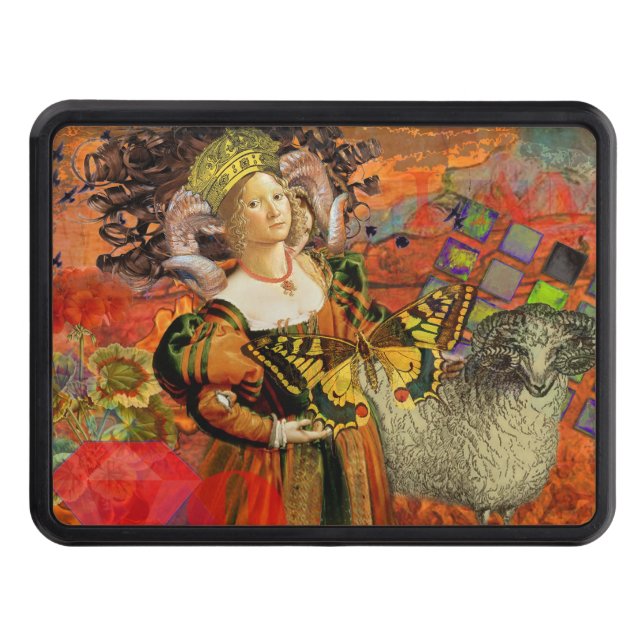 Orange Woman: Gothic Ram Antique Art Collage Dragkroksskydd (Framsidan)