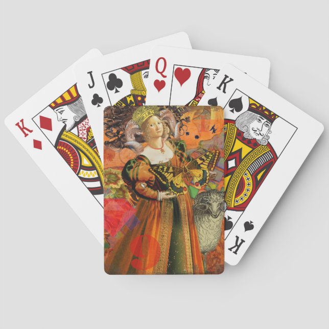 Orange Woman: Gothic Ram Antique Art Collage Kortlek (Baksidan)