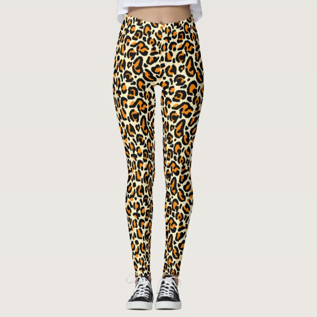 Orange y2k Leopard Print Leggings (Framsida)