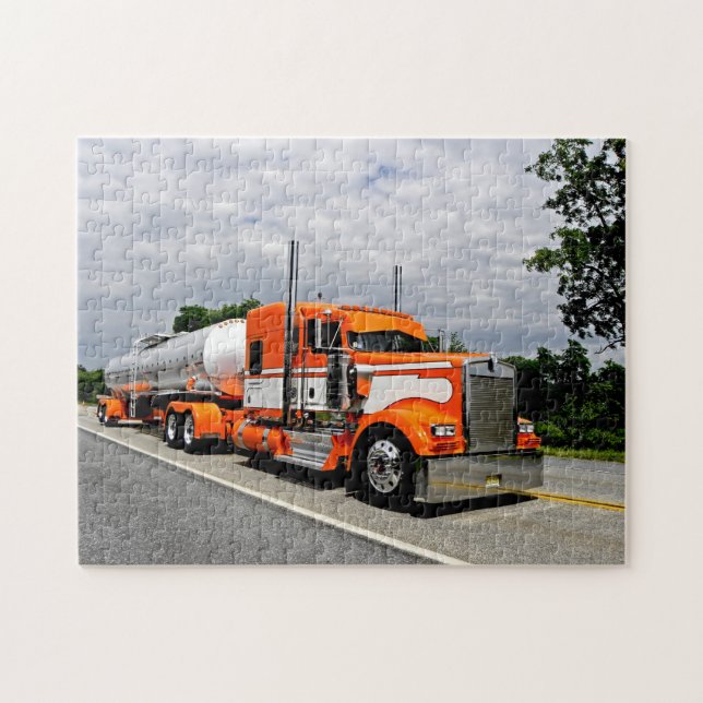 Orange Ya svartsjukt Kenworth pussel (Horisontell)