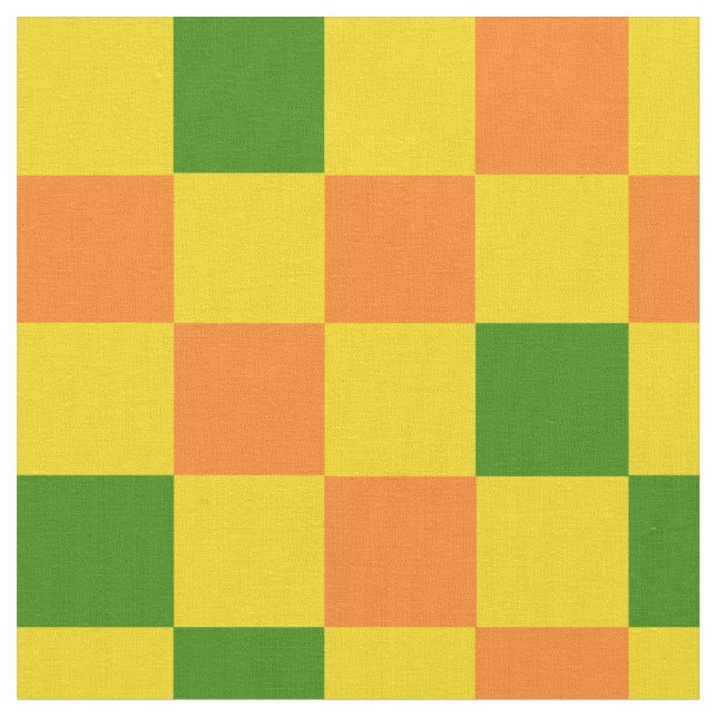 Orange Yellow Green Checkered Pattern Design  Tyg (Närbild)
