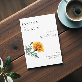 Orange Yellow Marigold Boho Botanical Wedding  Inbjudningar