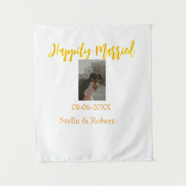 Orange yellow retro photo happily married couple