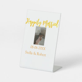 Orange yellow retro photo happily married couple