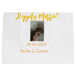 Orange yellow retro photo happily married couple