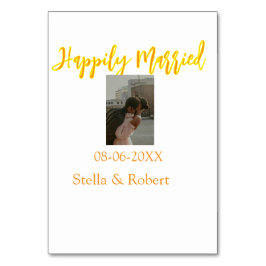 Orange yellow retro photo happily married couple bordsnummer