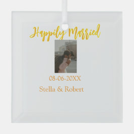 Orange yellow retro photo happily married couple julgransdekoration