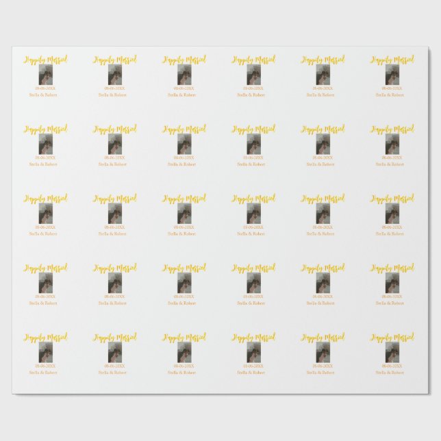 Orange yellow retro photo happily married couple presentpapper (Platt)