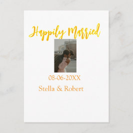 Orange yellow retro photo happily married couple vykort