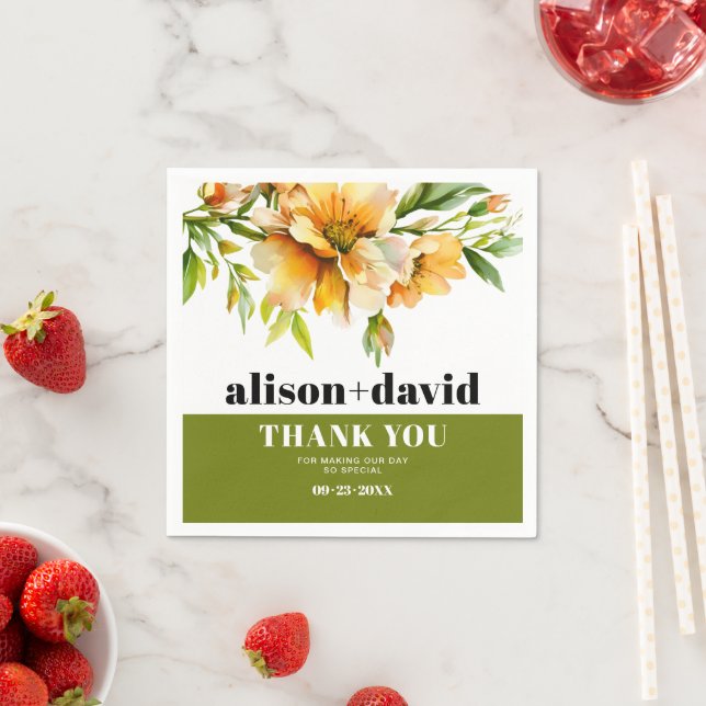 Orange yellow rhododendron flowers fall wedding pappersservett (Insitu)