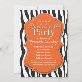 Orange Zebra tryck Bachelorette Party-inbjudningar Inbjudningar