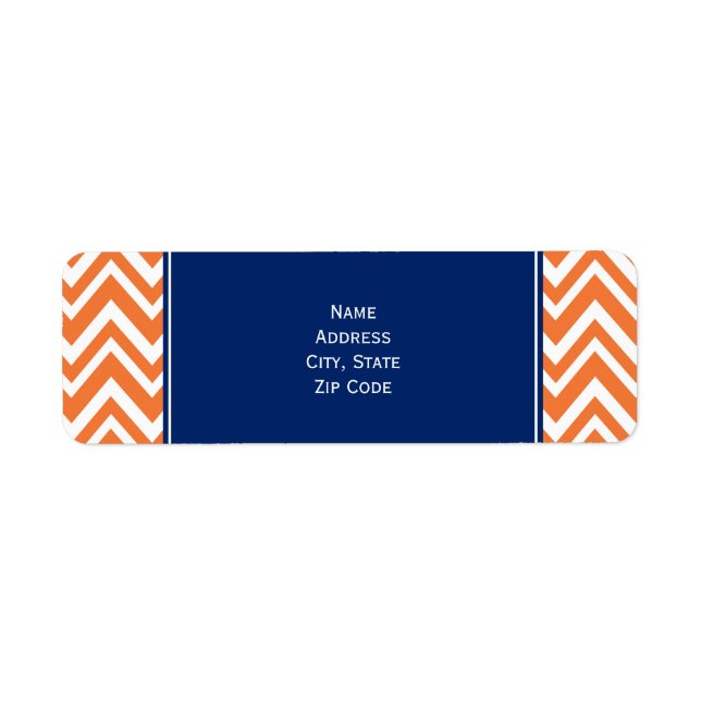 Orange Zigzag Mönster med Royal Blue Returadress Etikett (Framsidan)