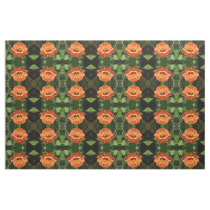 Orange Zinnia Blommigt Patterned Fabric Tyg