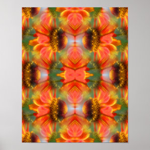 Orange Zinnia Flower Abstrakt Poster