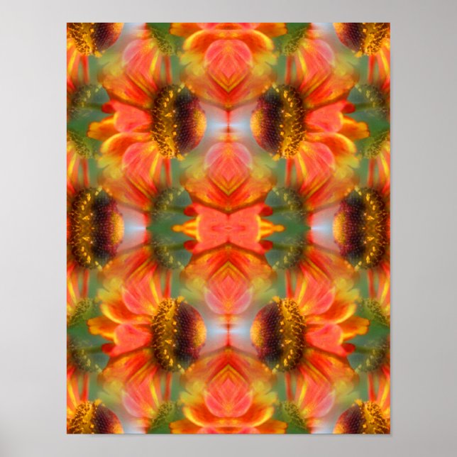 Orange Zinnia Flower Abstrakt Poster (Framsidan)