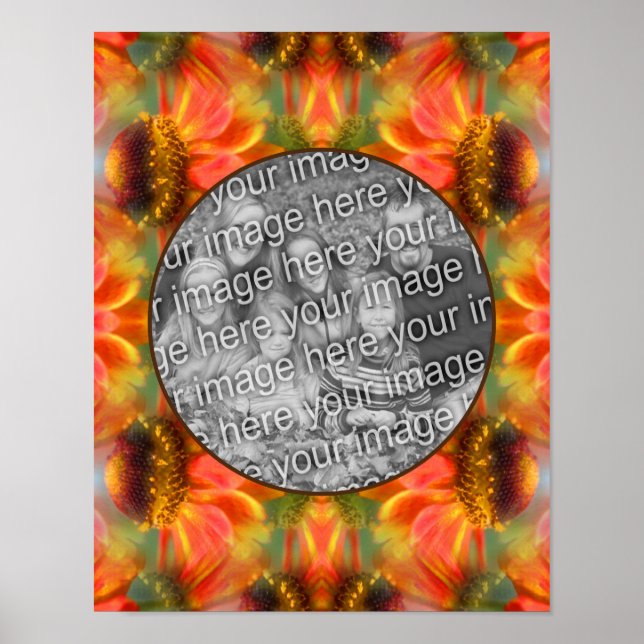 Orange Zinnia Flower Ram Skapar ditt eget foto Poster (Framsidan)