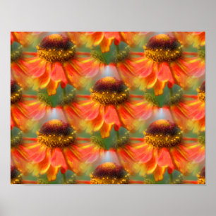 Orange Zinnia Flowers Abstrakt Art Poster