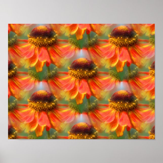 Orange Zinnia Flowers Abstrakt Art Poster (Framsidan)