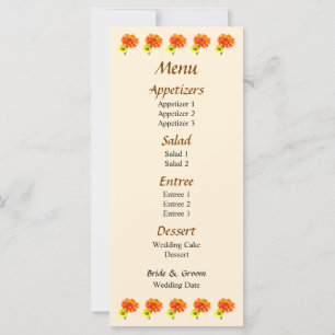 Orange Zinnia och Gult Zinnia Bröllop Menu