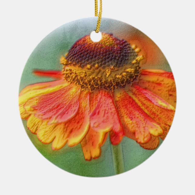 Orange Zinnia Pencil Art Flower Ornament (Framsidan)
