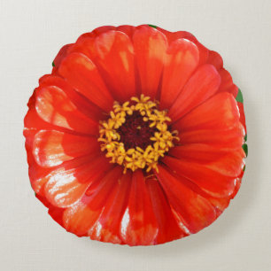 Orange Zinnia Rund Kudde