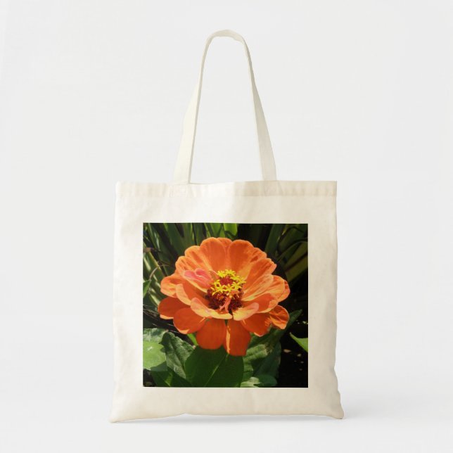 Orange Zinnia Tote Bag Tygkasse (Framsidan)