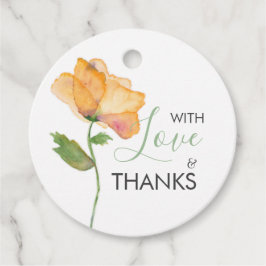 Orangea akvarellblommor av vallmo presentkortslapp gåvor etiketter