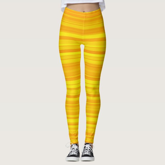 Orangea gula ränder leggings (Framsida)