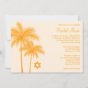 Orangea Palmträd Tropiska Bat Mitzvah-inbjudningar Inbjudningar