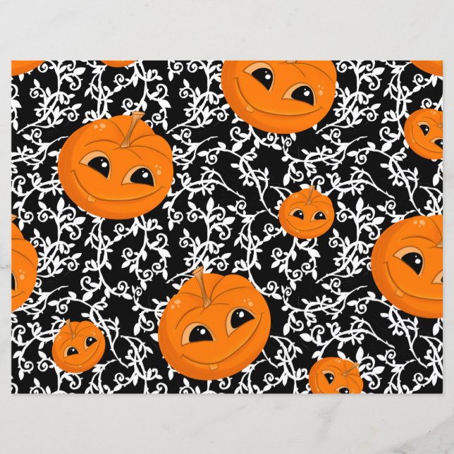 OrangeBlack Halloween Pumpkin Scrapbook Papper (Framsida)