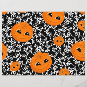 OrangeBlack Halloween Pumpkin Scrapbook Papper