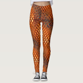 OrangeBrown-design som ser ut som jute-nettangens Leggings